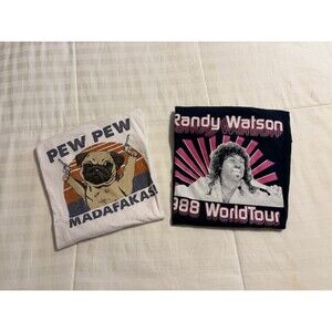 2 Sz Large Tees Lot Randy Watson & Pew Pew Pug